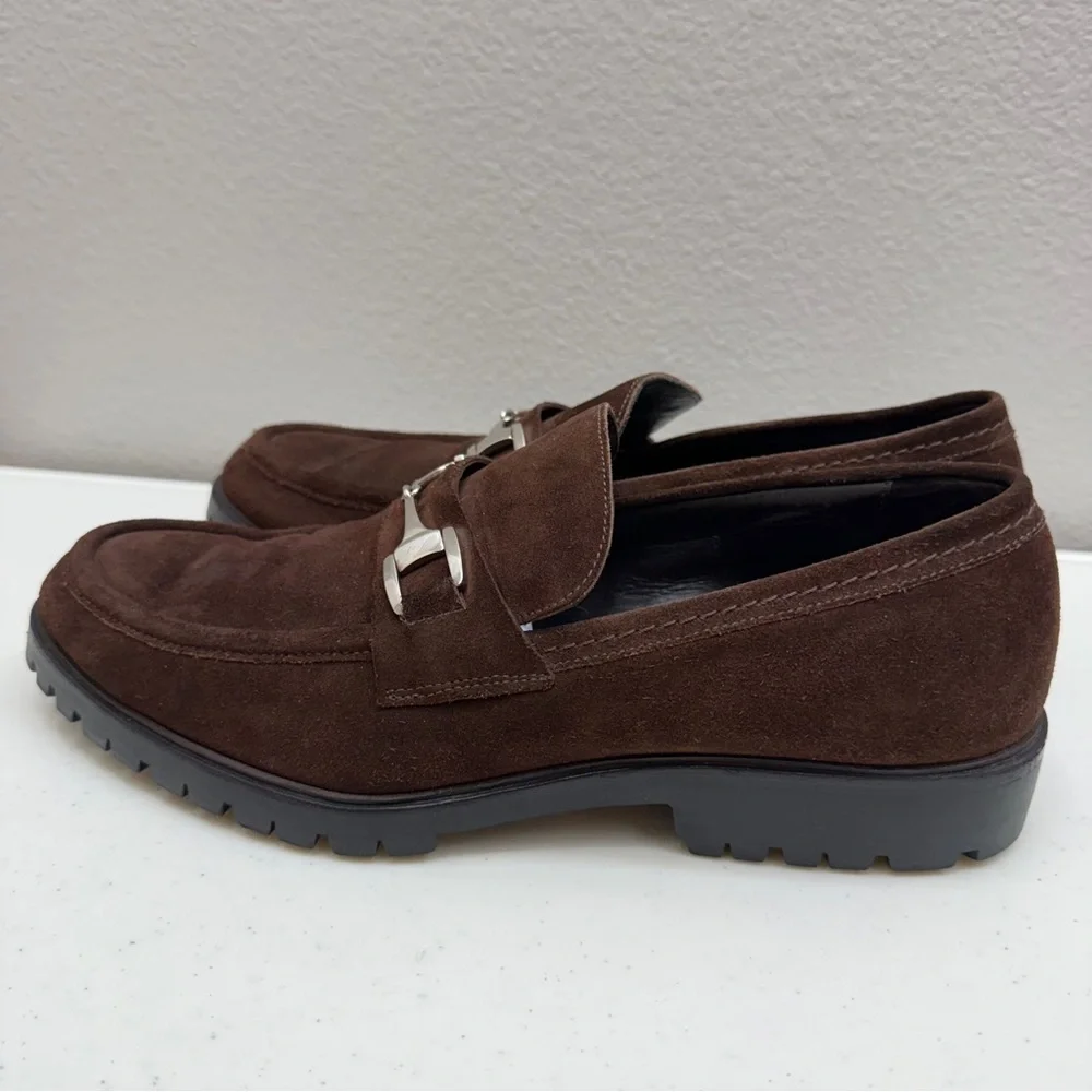Gucci Loafers Mens Size 11.5 Shoes Horsebit Suede Brown Designer